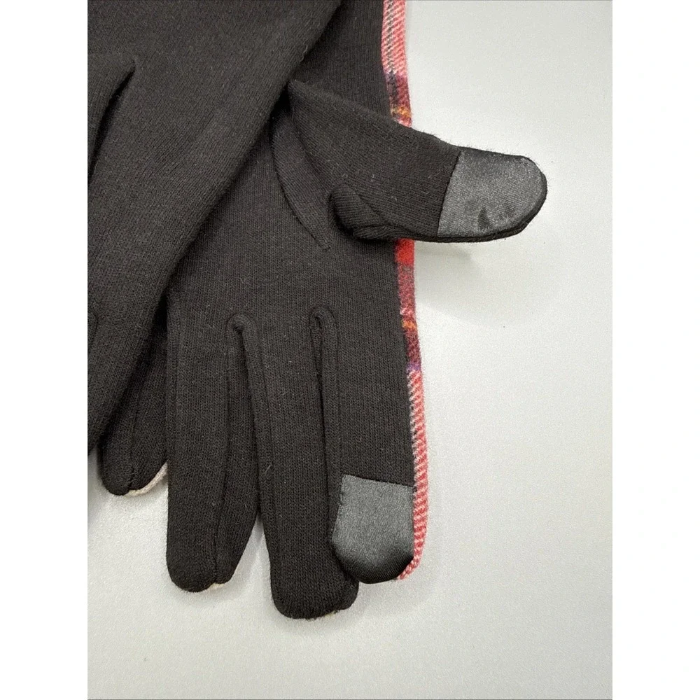 Tan, Red, Green, Yellow, Black Tartan Plaid Touchscreen Gloves New